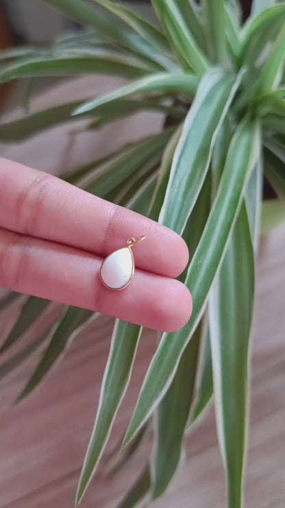 Natural Malachite Charm, 18k Solid Gold Charm, Gold Charm, Charm Pendant, White Malachite Charm, Handmade Charm Pendant, Size 7x10 mm Charm,