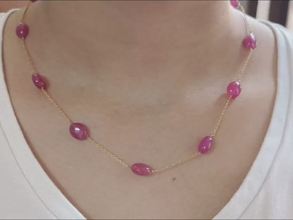 AA Ruby Necklace, 14k Solid Gold Necklace, Ruby Necklace, Gold Necklace, Cabochon Ruby Gold Necklace, Gold Jewelry, Partywear Gift Necklace