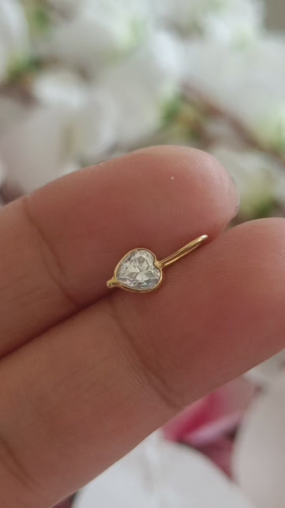 Natural Moissanite Heart Charm, 18K Solid Gold Charm, Heart Gold Charm, Gold Charm Pendant, Moissanite Birthstone Charm, Handmade Gold charm