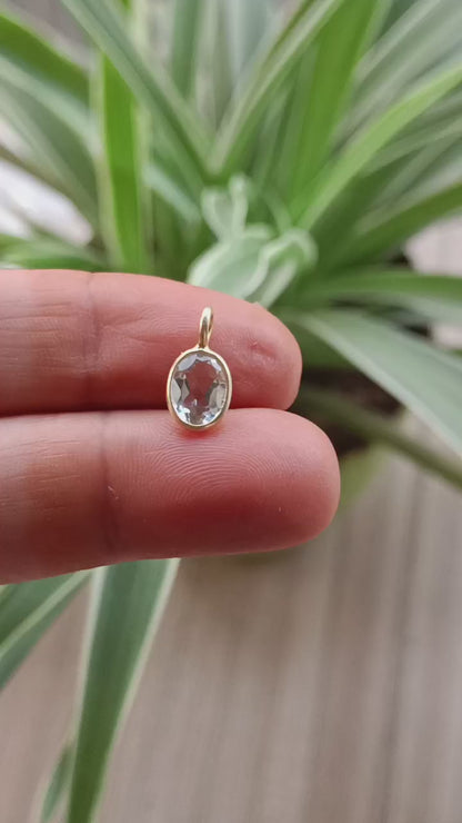 Beautiful Natural Green Aquamarine Solid Gold Charm, 18k Solid Gold Charm, Handmade Gold Charm, Natural Green Aquamarine Gold Charm, 18K Charm