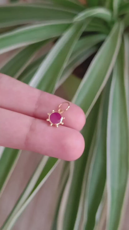 Natural Ruby Charm, Solid 18K Gold Charm, Handmade Gold Charm, Charm Pendant, Ruby Charms, Minimalist Pendant, Natural Ruby Charms Necklace