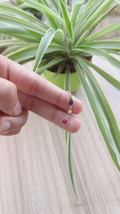 Natural Sapphire Moissanite Ruby Gemstone Charm, Solid 18K Gold Charm, Ruby Moissanite Cut Charm, Gift for her, PARVATI JEWELS, Solid 18k