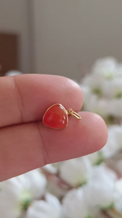 Natural Carnelian Charm, 18k Solid Gold Charm, AA Carnelian Gold Charm, Gold Charm, MOTIVATION STONE CHARM, Handmade Gold Charm, Gift for Her