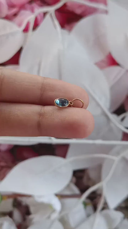 Blue Topaz Charm, 18k Solid Gold Charm, Topaz Charm, Gold Charm, Faceted Blue Topaz Charm , Handmade Gold Charm, Minimaliast Pendant
