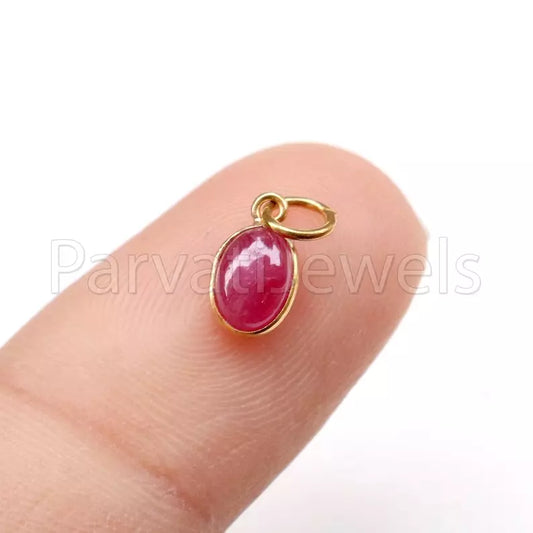 Natural Pink Ruby Charm, 18k Solid Gold Charm, Handmade Gold Charm, Charm Pendant, Natural Ruby Pendant, Charms Necklace, Minimalist Pendant