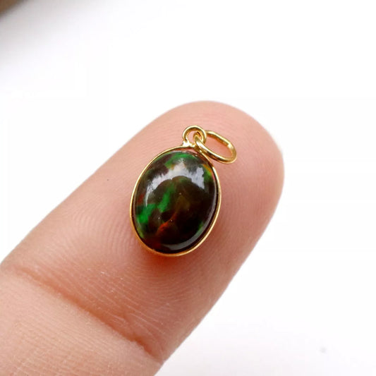 Natural Chalama Black Opal Charm, 18k Solid Gold Charm, Opal Charm, Gold Charm, Charm Necklace, Charm Pendant, Handmade Gold Charm, Gold Charms