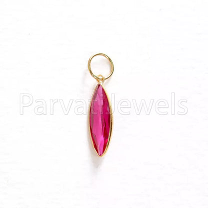 Lab Ruby Charm, 18k Solid Gold Charm, Handmade Gold Charm, Charm Pendant, Charms Necklace, Ruby Charms, Minimalist Pendant, Ruby Charms