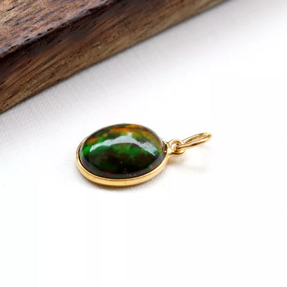 Natural Chalama Black Opal Charm, 18k Solid Gold Charm, Opal Charm, Gold Charm, Charm Necklace, Charm Pendant, Handmade Gold Charm, Gold Charms