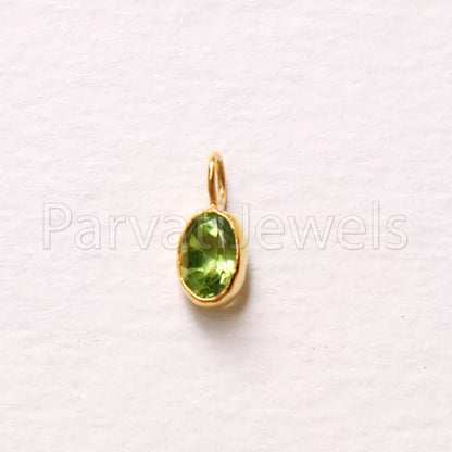 Peridot Charm, 18k Solid Gold Charm, Natural Peridot Charm, Gold Charm, Charm Pendant, Charm Necklace, Handmade Gold Charm