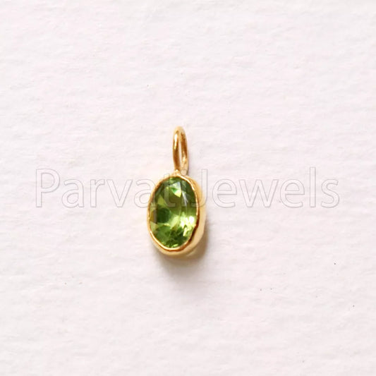 Peridot Charm, 18k Solid Gold Charm, Natural Peridot Charm, Gold Charm, Charm Pendant, Charm Necklace, Handmade Gold Charm