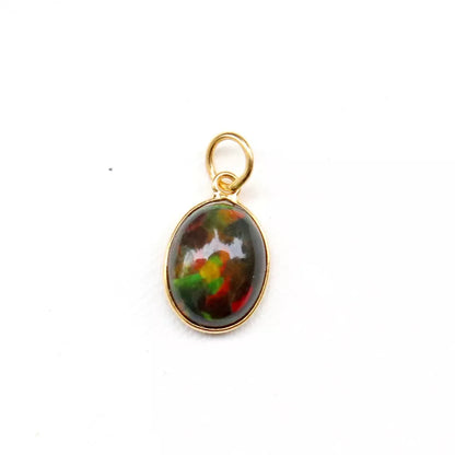 Natural Chalama Black Opal Charm, 18k Solid Gold Charm, Opal Charm, Gold Charm, Charm Necklace, Charm Pendant, Handmade Gold Charm, Gold Charms