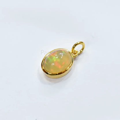 Natural Ethiopian Opal Solid Gold Charm, Solid 14k&18k Gold Charm, Opal Charm, Solid Gold Charm, Charm Necklace, Charm Pendant, Handmade Gold Charm
