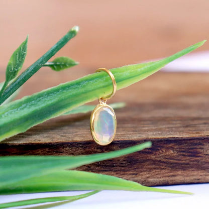 Natural Ethiopian Opal Charm, 18k Solid Gold Charm, Faceted Opal Charm, Gold Charm, Charm Necklace, Charm Pendant, Handmade Gold Charm, Gold Charms Pendant, Gift For Her Charm