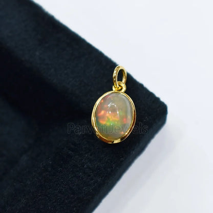 Natural Ethiopian Opal Solid Gold Charm, Solid 14k&18k Gold Charm, Opal Charm, Solid Gold Charm, Charm Necklace, Charm Pendant, Handmade Gold Charm