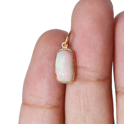 18K Solid Gold Ethiopian Opal Charm, Gold Charm, Charm Necklace, 18k Solid Gold Charm, Charm Pendant, Opal Charm, Gift Jewelry For Women, Gift For Her Charm