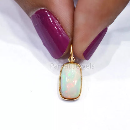18K Solid Gold Ethiopian Opal Charm, Gold Charm, Charm Necklace, 18k Solid Gold Charm, Charm Pendant, Opal Charm, Gift Jewelry For Women, Gift For Her Charm