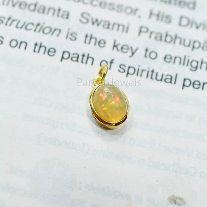 Natural Ethiopian Opal Solid Gold Charm, Solid 14k&18k Gold Charm, Opal Charm, Solid Gold Charm, Charm Necklace, Charm Pendant, Handmade Gold Charm