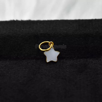 Natural Mother Of Pearl Star Shape 18k Gold Minimalist Charm Pendant, 18k Solid Gold Charm, Minimalist Gold Charm, Pearl Gold Charm Handmade