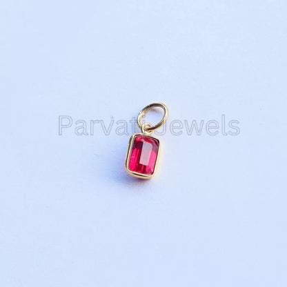 Refined Lab-Created Ruby Charm, 18k Solid Gold Charm, Gold Jewelry, Gold Charm, Charm Necklace, Handmade Ruby Charm, Gift for Her